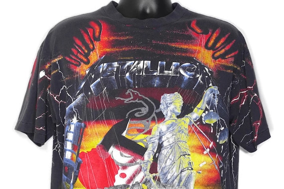 Vintage Original 90s 1991 Metallica Vintage T Shirt - Justice Kill Em All Master of Puppets Ride Lightning Metal 2-Sided Concert T-Shirt