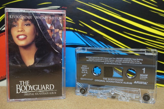 The Bodyguard Soundtrack Cassette Tape, Whitney Houston Tape, Vintage 1992, Arista Records, Music Lover Gift