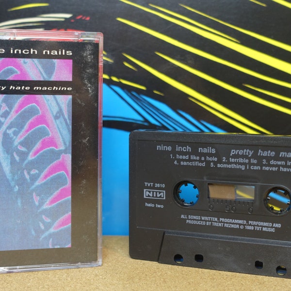 NIN Nine Inch Nails Cassette, Pretty Hate Machine Cassette Tape, 1989 TVT Records, Vintage Analog Music, Music Lover Gift