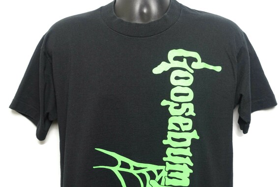 90s Goosebumps Single Stitch Vintage T Shirt - Boo Dude! Spiderweb Logo - RL Stine Book Cult Horror 2 Sided Orignal 90s T-Shirt