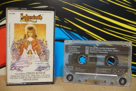 Labyrinth (Original Motion Picture Soundtrack) by David Bowie, Score by Trevor Jones Vintage Cassette Tape