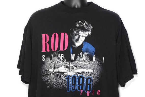 1996 Rod Stewart - In The Road '96 North American Tour Vintage Concert Double-Sided T-Shirt