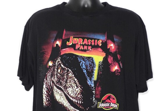 1993 Jurassic Park - Have A Nice Day - Raptor JP Logo Promotional Movie - Vintage T-Shirt