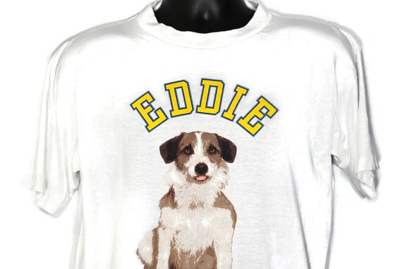 90s Frasier Eddie Dog Vintage T Shirt - Stanley Desantis Design - Seattle Radio Broadcast Original 90s Cult TV Show Promo T-Shirt