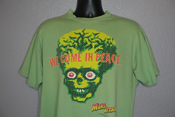 1996 RARE Mars Attacks - "We Come in Peace" Stanley Desantis Alien Warner Bros. Vintage T-Shirt
