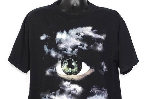 1994 The X-Files - Eye Cloud Lightning - Dana Scully and Fox Molder Stanley Desantis - 20th Century Fox TV Show - Cult Alien Vintage T-Shirt