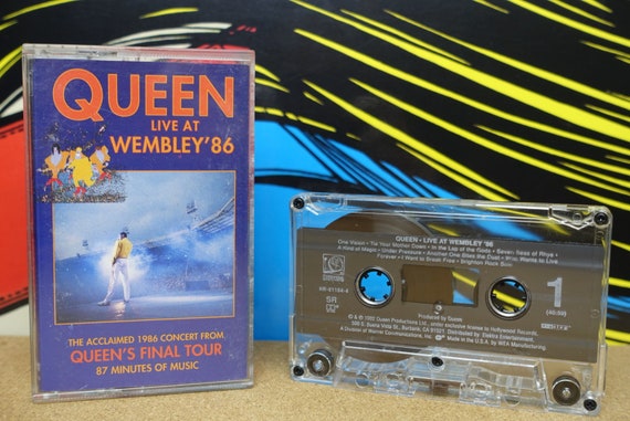 Queen Cassette Tape, Freddie Mercury, Live At Wembley '86, Vintage, Bohemian Rhapsody, 80s Music, 1986, Hollywood Records, Music Lover Gift