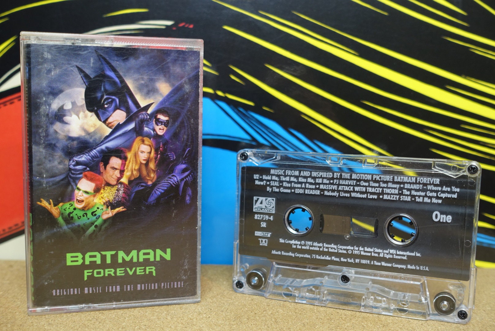 Batman Forever Soundtrack Cassette Tape, 90s Music, 1995 Atlantic Records,  Seal, Kiss From A Rose, Vintage Analog, Music Lover Gift