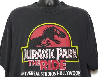 1996 Jurassic Park Vintage T Shirt, Universal Studios Hollywood, The Ride, T-Rex Shirt, Horror Movie Shirt, Taco Bell Promo, on XL JAM Tag