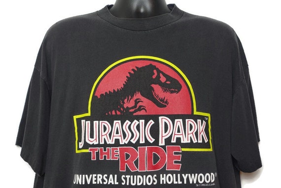 1996 Jurassic Park Vintage T Shirt, Universal Studios Hollywood, The Ride, T-Rex Shirt, Horror Movie Shirt, Taco Bell Promo, on XL JAM Tag