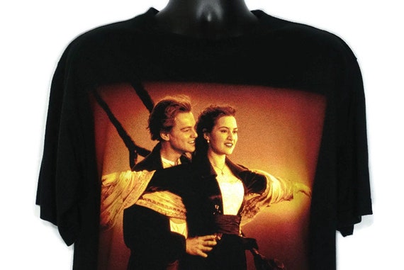 1998 Titanic Vintage T Shirt - Leonardo DiCaprio Kate Winslet I'm Flying Scene Cruise Ship CULT Original 90s Movie Promo T-Shirt