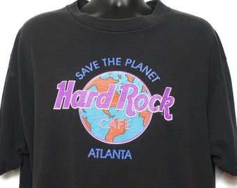 90s Hard Rock Cafe Shirt, Atlanta Shirt, ATL Tee, Save The Planet, Globe, Earth Tee, Vintage T Shirt, Sustainable Gifts, Sustainable Fashion
