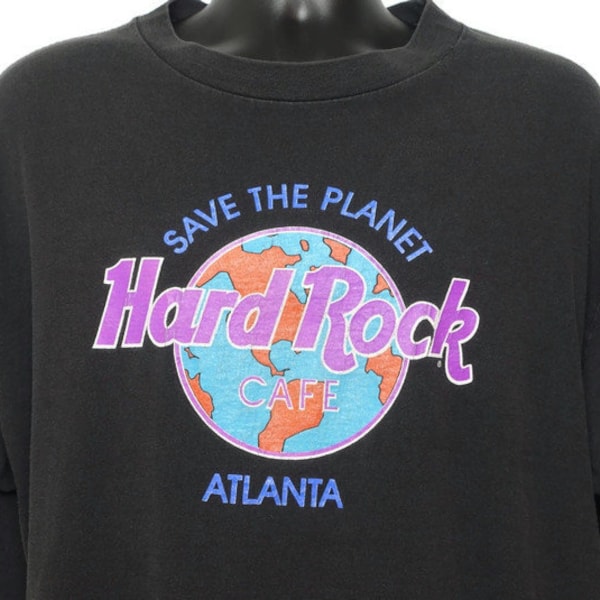 90s Hard Rock Cafe Shirt, Atlanta Shirt, ATL Tee, Save The Planet, Globe, Earth Tee, Vintage T Shirt, Sustainable Gifts, Sustainable Fashion