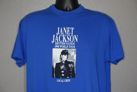 1990 RARE Janet Jackson - Local Crew '90 Rhythm Nation World Tour 1814 Concert Vintage T-Shirt