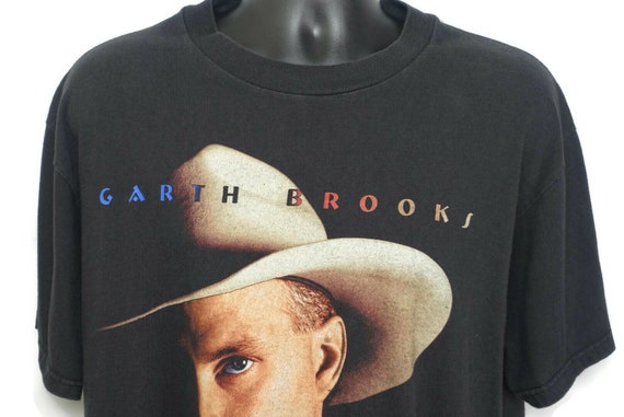 1998 Garth Brooks Vintage T Shirt - Fresh Horses Tour - Big Face Cowboy Hat 2 Sided Original 90s Concert Band Tee T-Shirt