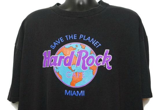 90s Hard Rock Cafe Miami Vintage T Shirt - Save The Planet Earth Tee Restaurant Bar Promo Vintage T-Shirt
