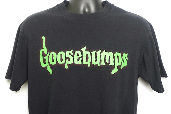 90s Goosebumps Single Stitch Vintage T Shirt - Spellout Spiderweb Logo - RL Stine Book Cult Horror Orignal 90s T-Shirt