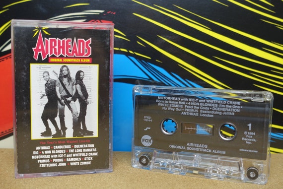 Airheads Cassette Tape, Adam Sandler, Movie Soundtrack, Ramones, Motorhead, White Zombie, Primus, Movie Lover Gift, Music Gifts