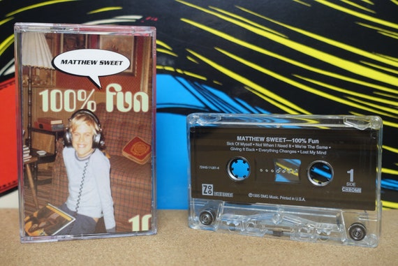 Matthew Sweet, Cassette, 100% Fun Cassette Tape, 1995 Zoo Entertainment Records, Vintage Cassette, Analog Music, 90s Music, Music Lover Gift