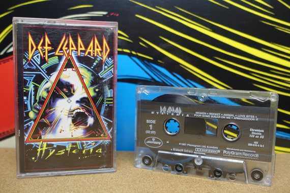 Def Leppard Cassette, Hysteria Cassette Tape, Vintage 1987, GLAM, Heavy Metal Cassettes, Mercury Records, Analog Music, Music Lover Gift