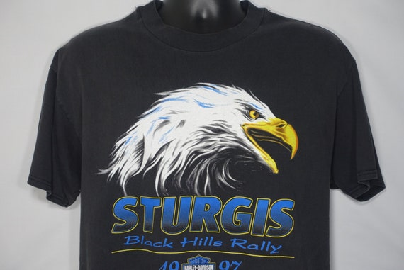 1997 Harley Davidson - Screaming Eagle - Sturgis Black Hills Rally - Rapid City South Dakota Motorcycle Promo Double Sided Vintage T-Shirt