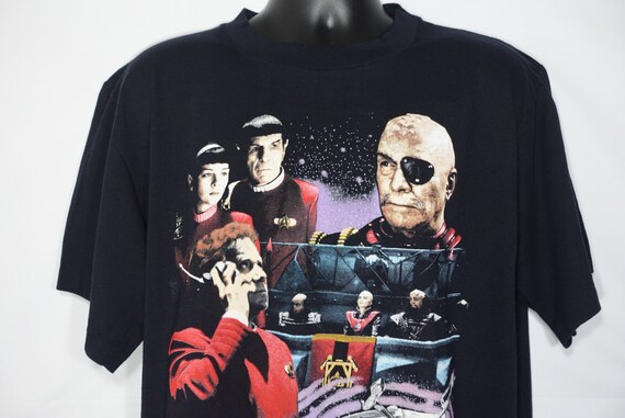 1991 Star Trek VI Vintage T Shirt - Spock Captain Kirk Space Aliens - Original 90's Cult Movie Promo T-Shirt