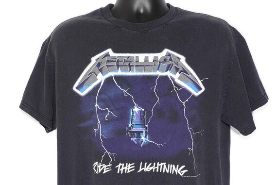 1994 Metallica Vintage T Shirt - Ride The Lightning - Metal - Electric Chair Skeleton 2-Sided Original 90s Concert Band T-Shirt