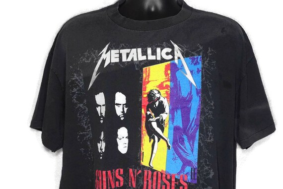 1992 RARE Metallica - Guns N Roses Use Your Illusion - Faith No More - Brockum Double-Sided Metal Vintage Concert T-Shirt