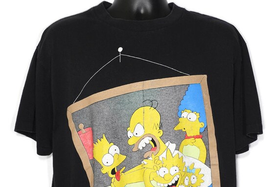 1990 The Simpsons Vintage T Shirt - Homer Bart Marge Lisa Maggie Picture Frame - Matt Groening Cult TV Cartoon Original 90s Promo T-Shirt