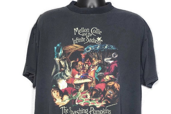 Vintage Original 90s 1996 Smashing Pumpkins T Shirt - Mellon Collie Infinite Sadness Tour - Skull Cross 2-Sided Vintage Concert T-Shirt