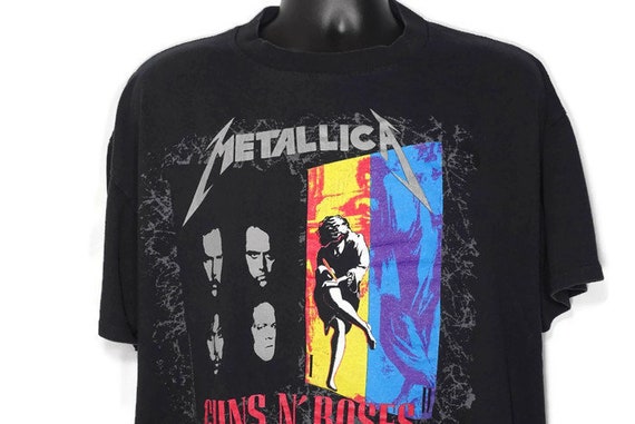 1992 RARE Metallica - Guns N Roses Use Your Illusion - Faith No More - Brockum Double-Sided Metal Vintage Concert T-Shirt