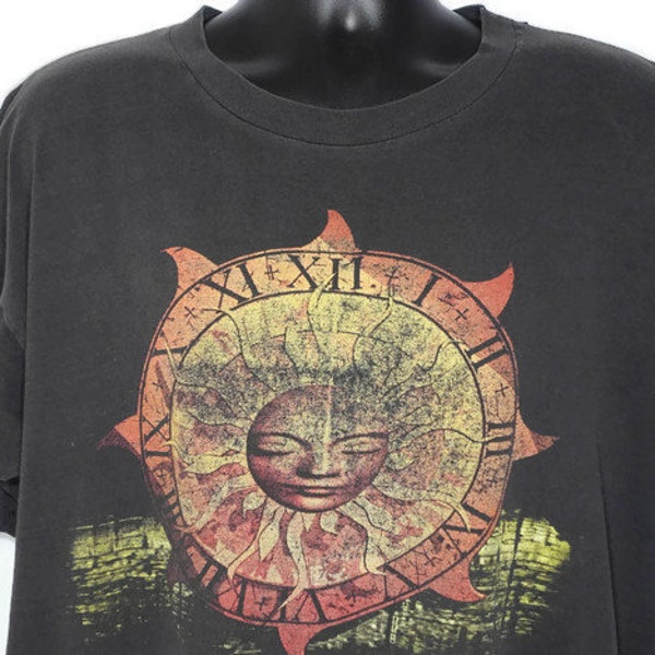 1994 Pink Floyd Vintage T Shirt Division Bell Sun Dial - David Gilmour North American - Paper Thin 2-Sided Original 90s Concert Band T-Shirt
