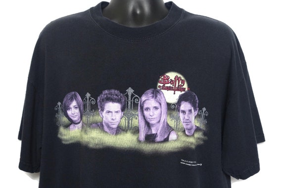2000 Y2K Buffy the Vampire Slayer Vintage Horror T Shirt - Willow Oz Buffy Xander - Cult 90s 00s FOX TV Show Blue Grape Vintage Tee