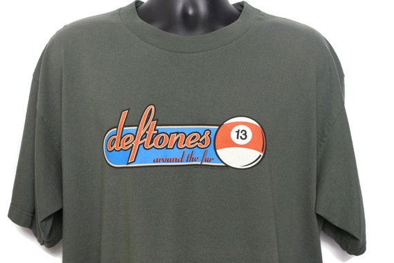 1998 Deftones Vintage T Shirt - Around The Fur - 13 Pool 8 Ball Metal Grunge Band Tee - Original 90s Giant Tag Concert Band T-Shirt