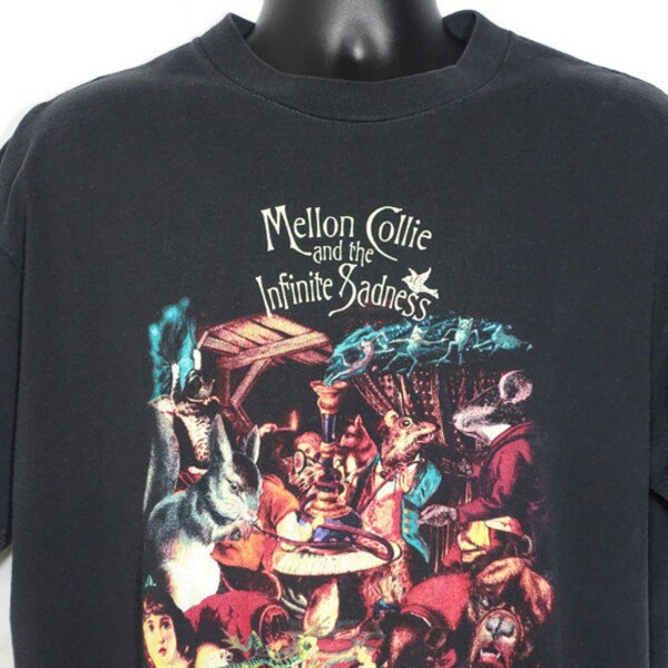 1996 Smashing Pumpkins Vintage T Shirt - Mellon Collie Infinite Sadness Tour - Skull Cross Bones 2-Sided Original 90s Concert Band T-Shirt