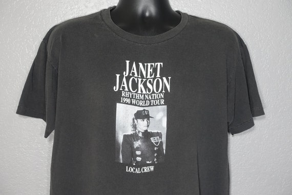 1990 RARE Janet Jackson - Local Crew '90 Rhythm Nation World Tour 1814 Concert Vintage T-Shirt
