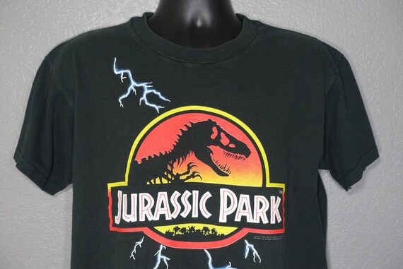 1992 Jurassic Park - Promotional Lightning Logo Movie - Vintage T-Shirt