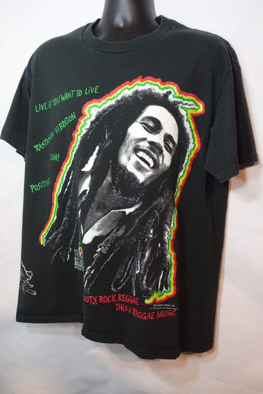 90s Bob Marley Vintage T Shirt - Live If You Want To Live - Rastaman Positive Vibration - Reggae