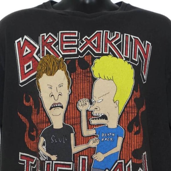 Beavis And Butt-Head T Shirt, MTV Shirt, Breakin The Law, Mike Judge, Cartoon Tee, Boxy Large
