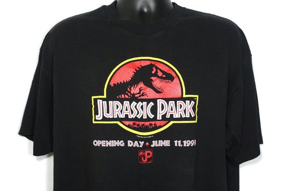 1993 Jurassic Park Vintage T Shirt Opening Day June 11 Original JP T Rex Logo - Cult Vintage Movie Promo T-Shirt