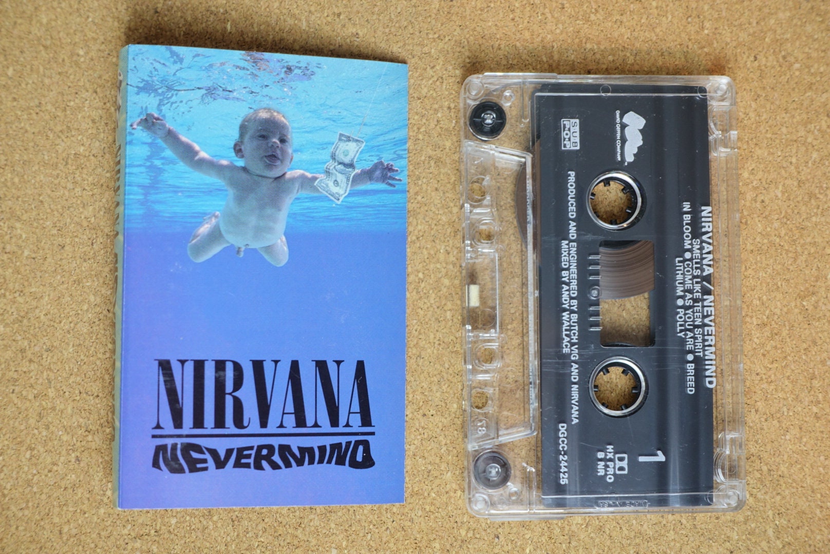 Nirvana Nevermind Cassette Tape, Grunge, 1991 DGC Records, Kurt Cobain