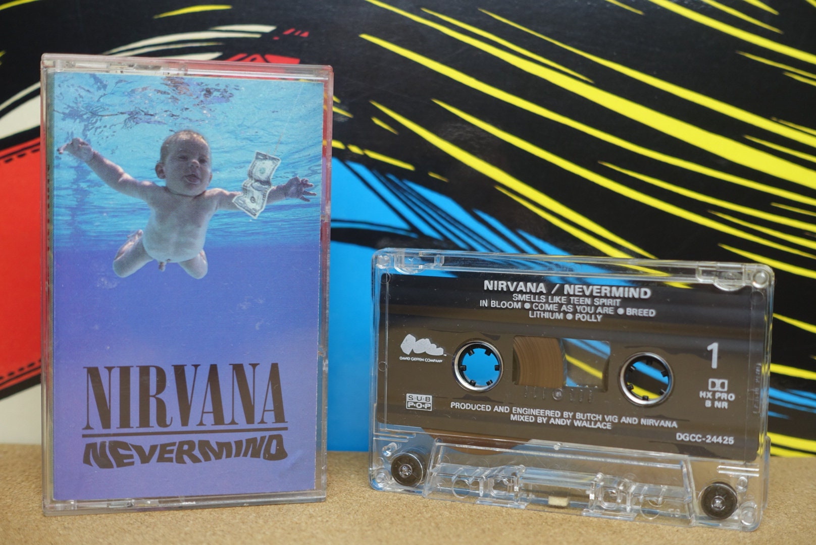 Nirvana Nevermind Cassette Tape, Grunge, 1991 DGC Records, Kurt Cobain