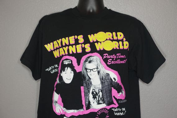 1991 RARE Wayne's World - Party On, Party Time Excellent SNL Wayne and Garth Stanley Desantis Vintage T-Shirt