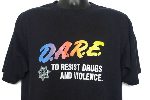 90s D.A.R.E. Vintage T Shirt - Rainbow DARE Tee - To Resist Drugs And Violence DARE Drug Abuse Resistance Education Program Vintage T-Shirt