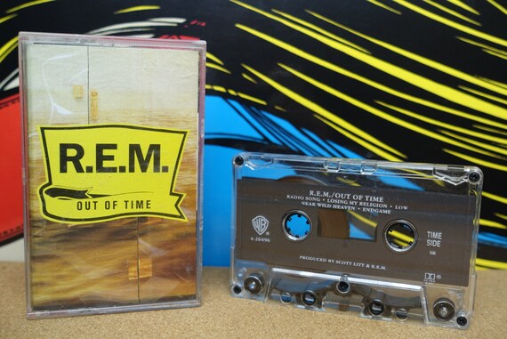 R.E.M. Cassette Tape, Out of Time, 1991 Warner Bros Records, Vintage Analog, Music Lover Gift