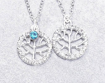 Silver Tree of Life Pendant Necklace| Personalized Silver Delicate Necklace| Tree of Life Necklace| Birthstone Charm Necklaces