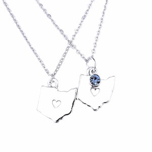 Silver Ohio Charm Necklace| Silver Delicate Necklace| Ohio Love Necklace| Heart Ohio Necklace| State of Ohio Charm Necklace