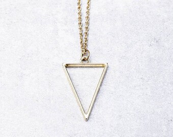 Gold Triangle Pendant Necklace| Gold Minimalist Necklace| Long Gold Pendant Necklace| Layering Necklace| Symbolic and  Meaningful Necklace