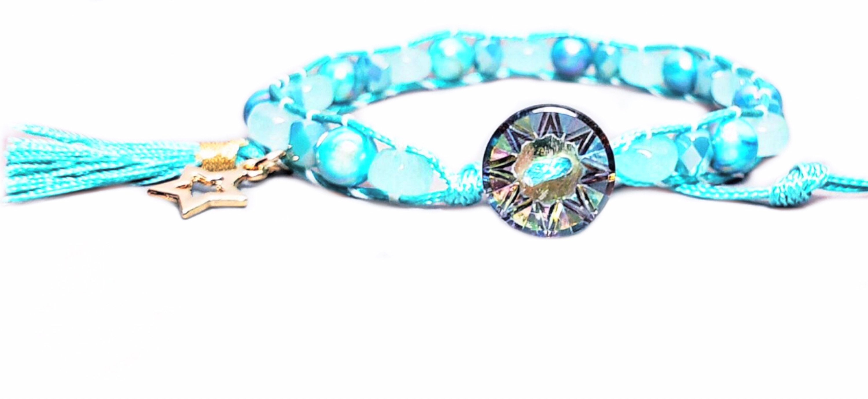 Turquoise Blue Wrap Bead Bracelet Tassel Charm Wrap Bracelet | Etsy