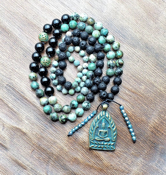 Turquoise mala necklace discount